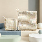 CouldNook Japanese Chunky Knit Trivet - Minimalist Woven Square Mat