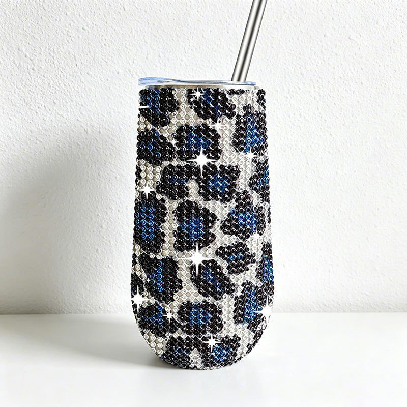 CouldNook Rhinestone Tumblers-6oz Stainless Steel Vacuum Insulated U-Shaped Eggshell Coffee Cup with Straw
