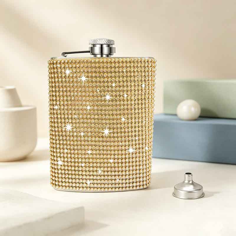 CouldNook 6/8oz Bling Rhinestone Hip Flask - Pocket Size with Funnel (Leopard & Gradient Series)