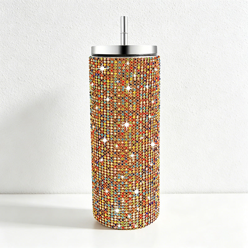 CouldNook 20oz Rhinestone Tumbler-Stainless Steel Vacuum Insulated Straight Body Tumbler with Straw