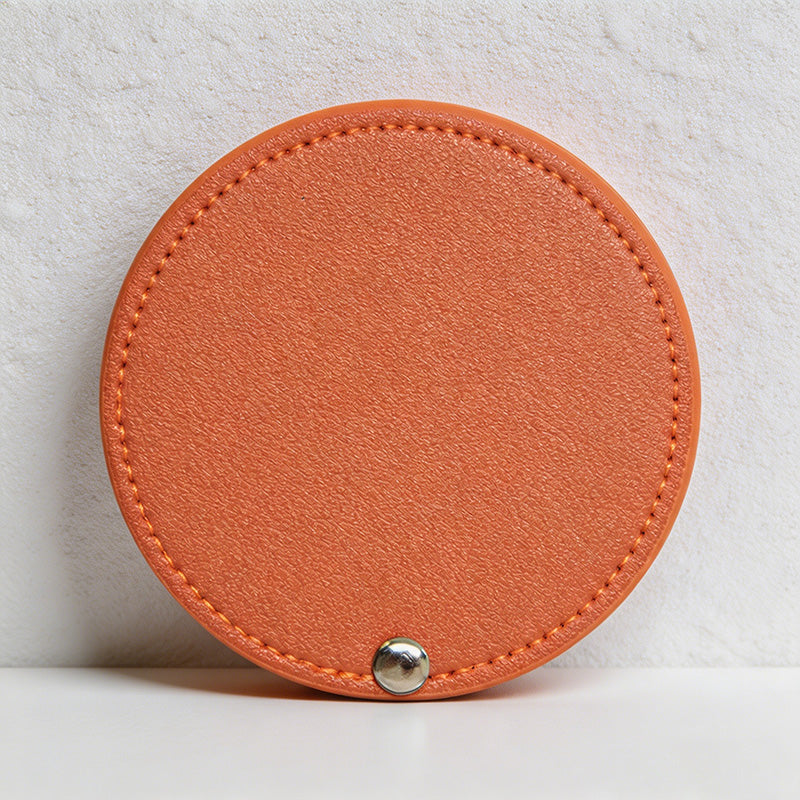 CouldNook PU Leather Rotating Compact Mirror - Portable Round Travel Mirror