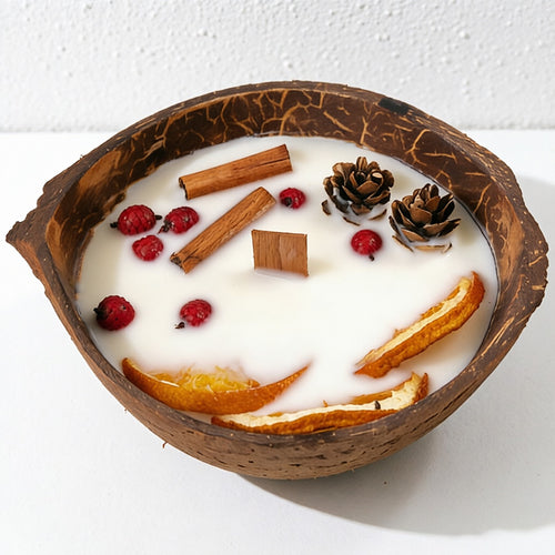 CouldNook Botanical Coconut Bowl Candle - Dried Flower & Faux Wooden Wick Decor