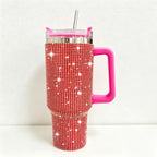 CouldNook 40oz Rhinestone Tumbler-Stainless Steel Vacuum Insulated Ice Tumbler with Handle & Straw
