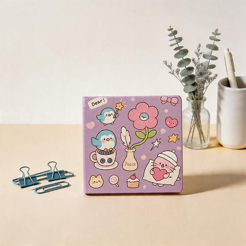 CouldNook Kawaii Square Pocket Notebook - Faux Leather Blank Journal