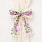 CouldNook Lace Embroidery Bow Curtain Tieback 2PCS Set - Window Styling Accent