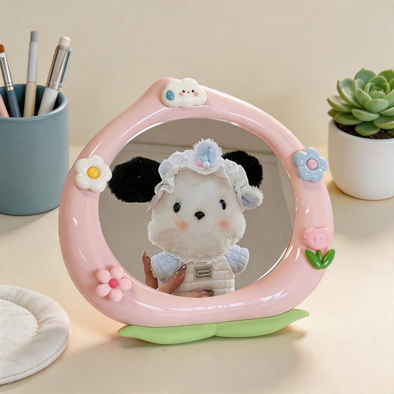 CouldNook Cute Peach-Shaped Vanity Mirror - Adjustable Desktop Makeup Mirror