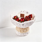 CouldNook Rustic Stone Pedestal Candle - Dried Rose & Macrame Boho Decor