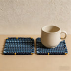 CouldNook Minimalist Hand-Woven Cotton Coaster - Starry Blue Square Mug Mat