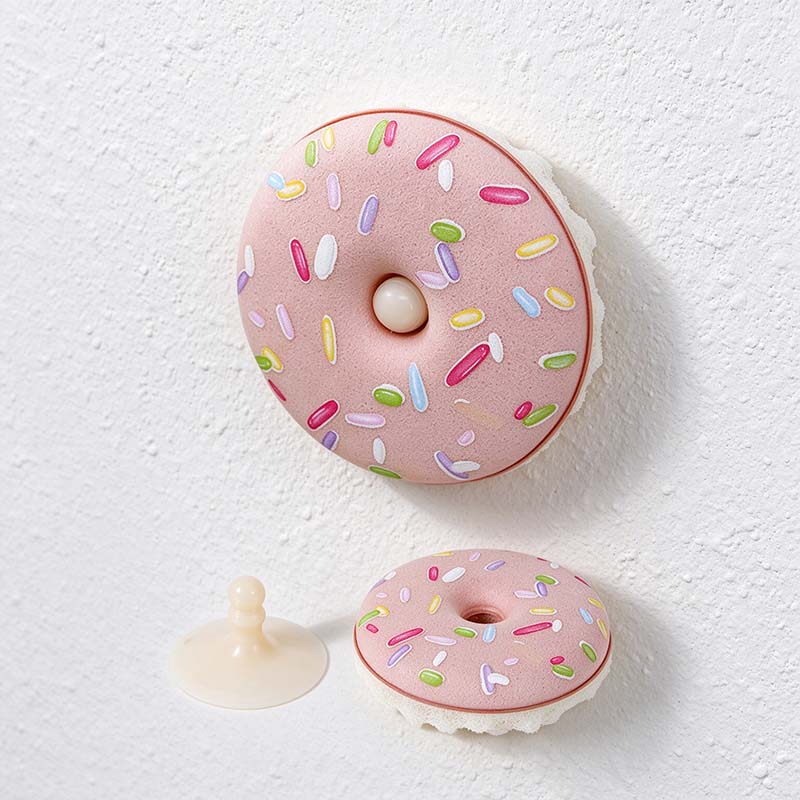CouldNook Donut Dish Sponge - Printed Icing Face And Suction Holder Options