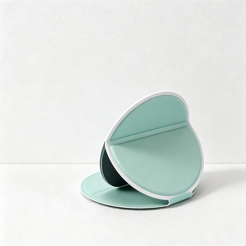 CouldNook Folding Stand Mirror - Round Faux Leather Cover