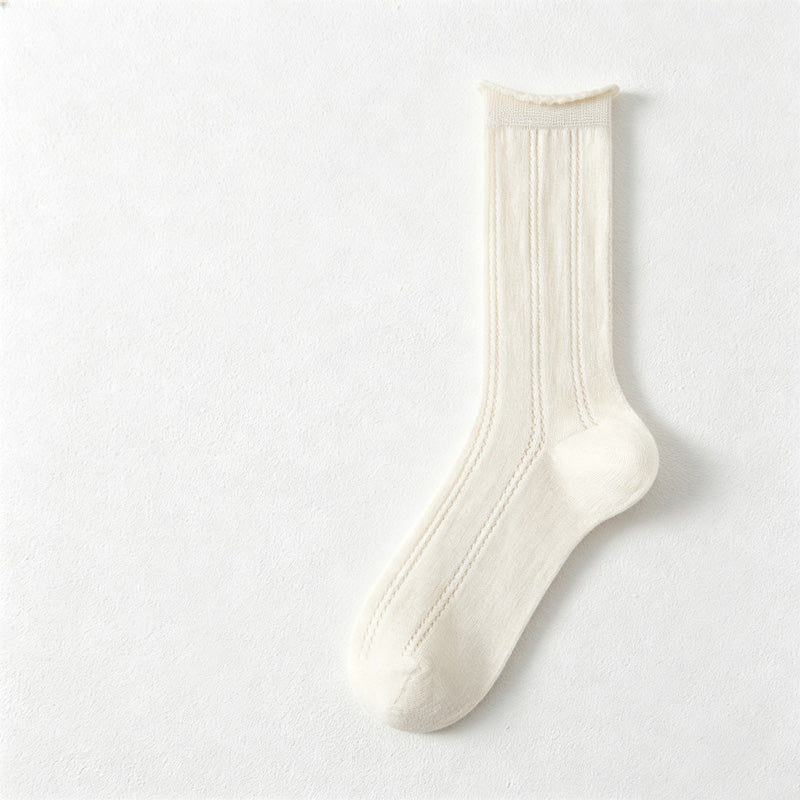 CouldNook Sheer Patterned Crew Socks-Light Sheer Finish