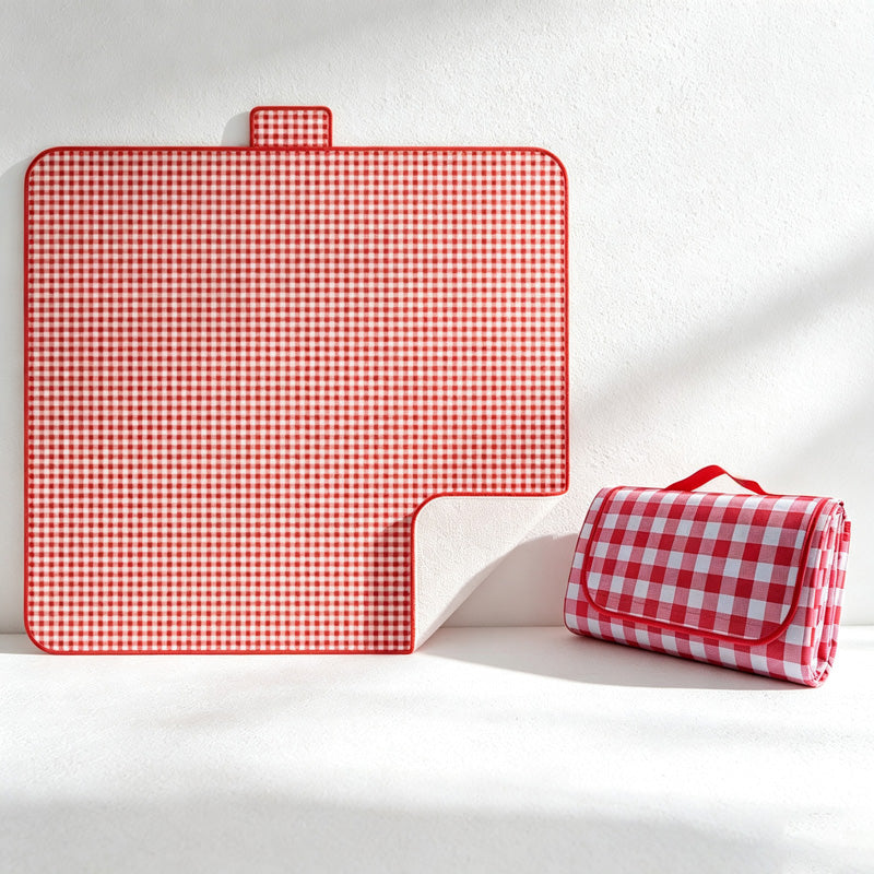 CouldNook Yellow Gingham Picnic Mat - Compact Folded Case