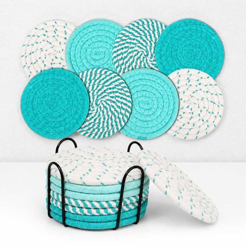 CouldNook Braided Cotton Coaster Set - Spiral Color Collections
