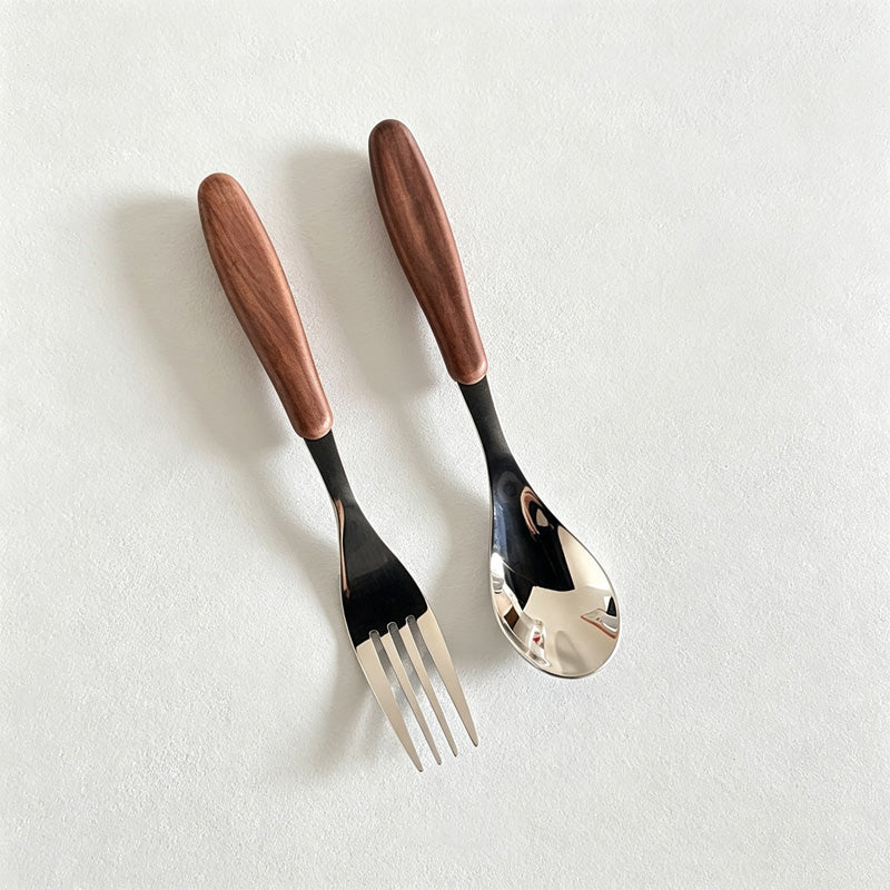 CouldNook Wood Look Stainless Flatware - Long Short Options (0731谭琪-MK2SSEP6K16DS14)-OK