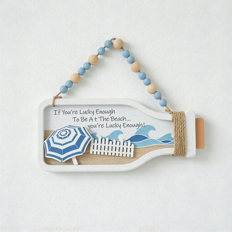 CouldNook Bottle-Shaped Wall Plaque - Coastal Scenes and Beaded Hanging Cord