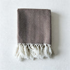 CouldNook Fringed Cotton Tea Towel - Herringbone Weave and Colors