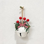 CouldNook Christmas Bell Ornament - Checkered Bows and Greenery Accents