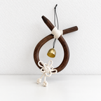 CouldNook Rattan Bell Wind Chime - Looped Frame And Knotted Cord