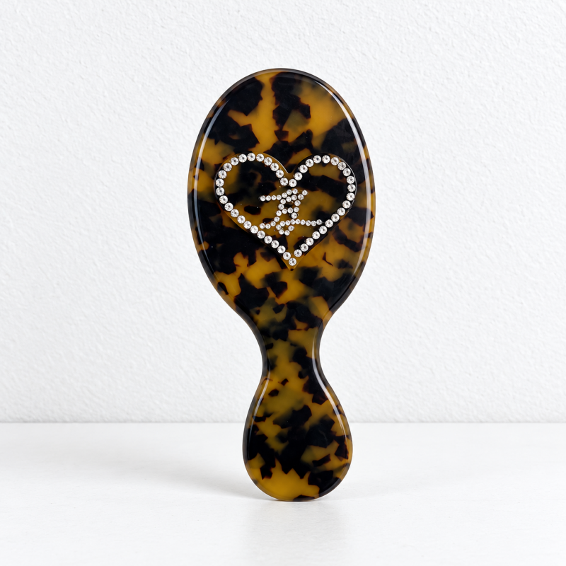 CouldNook Heart-Accent Grooming Accessory - Faceted Detail And Patterned Acetate Body