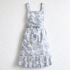 CouldNook Floral Fishtail Apron - Blue Cotton Ruffled Hem