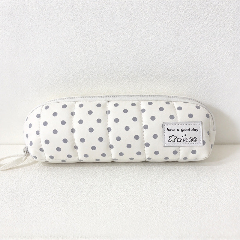 CouldNook Quilted Dotted Pencil Case - Curved Top And Star Pull