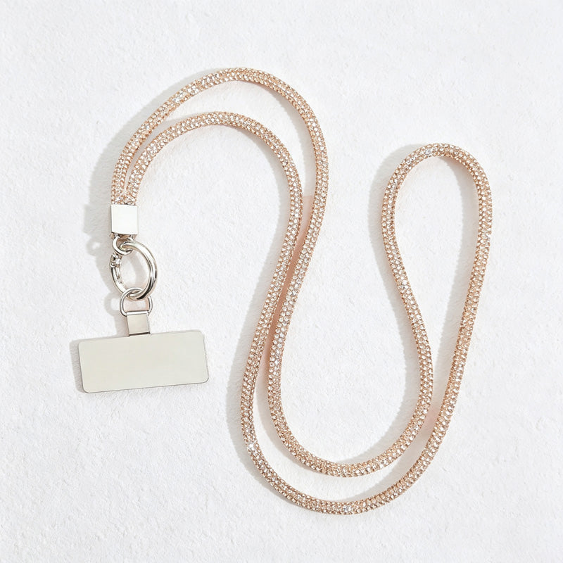 CouldNook Rhinestones Set Neck Phone Lanyard with Slender Stone-Set Line