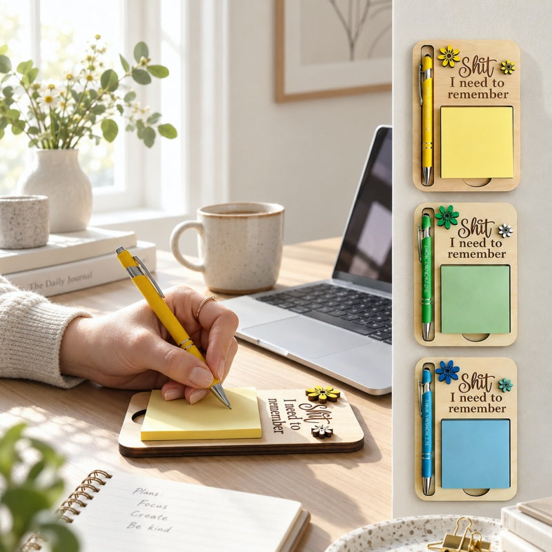 CouldNook Wood Notepad Holder - Message Detail and Pen Recess