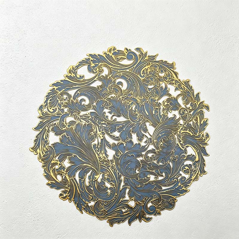 CouldNook Round PVC Placemat - Metallic Scrollwork Color Designs