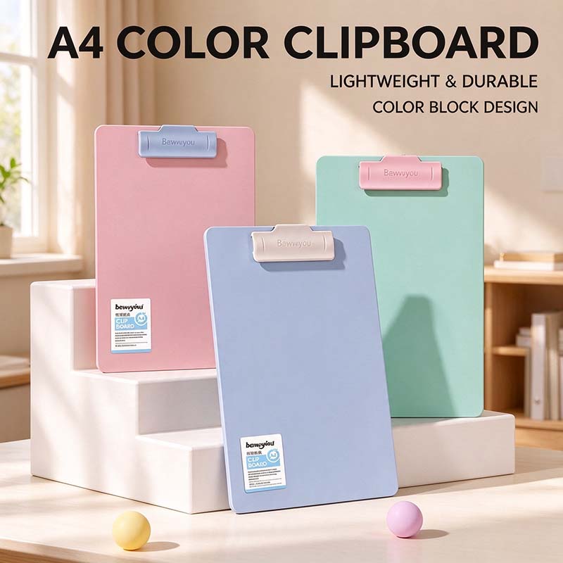 A4 Clipboard with Contrasting Pastel Top Clip