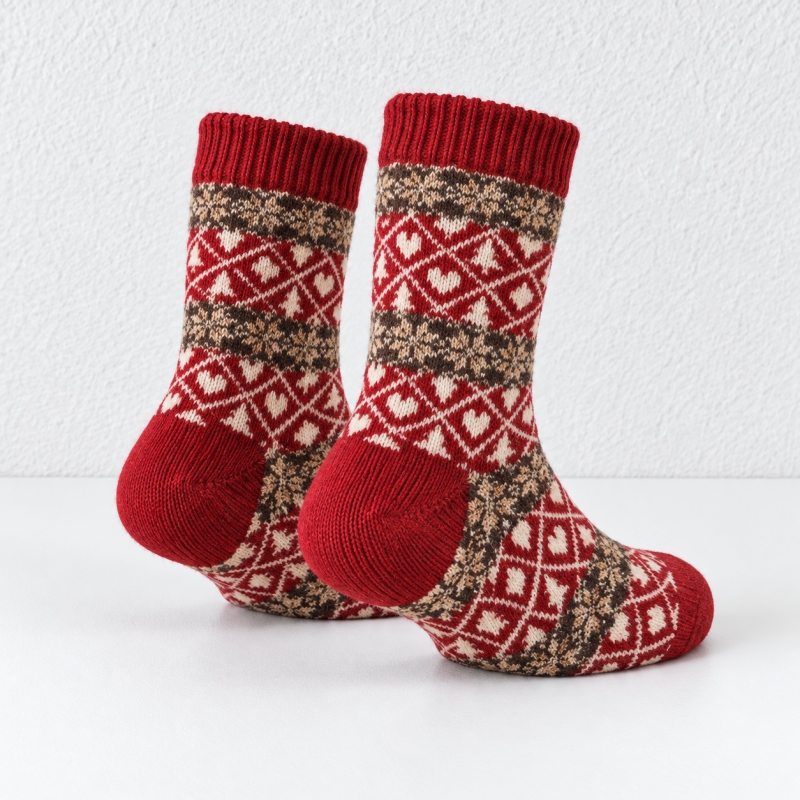CouldNook Christmas Fair Isle Socks - Red Patterned Knits