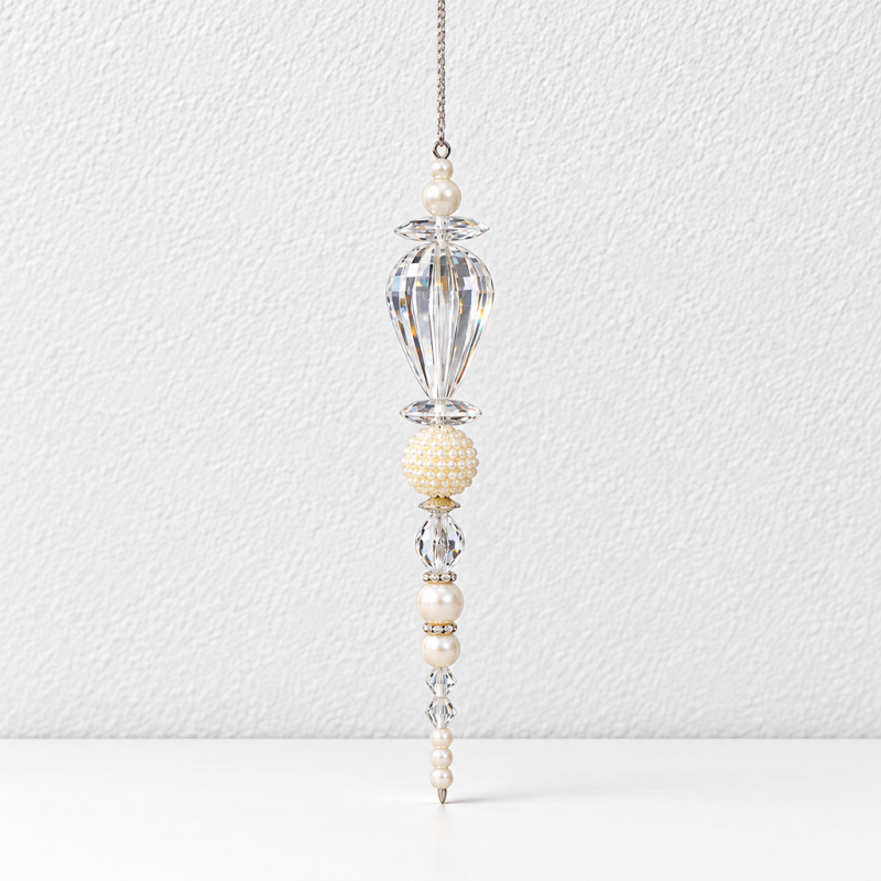 CouldNook Beaded Christmas Ornament - Clear Facets And Tapered Drop Shapes