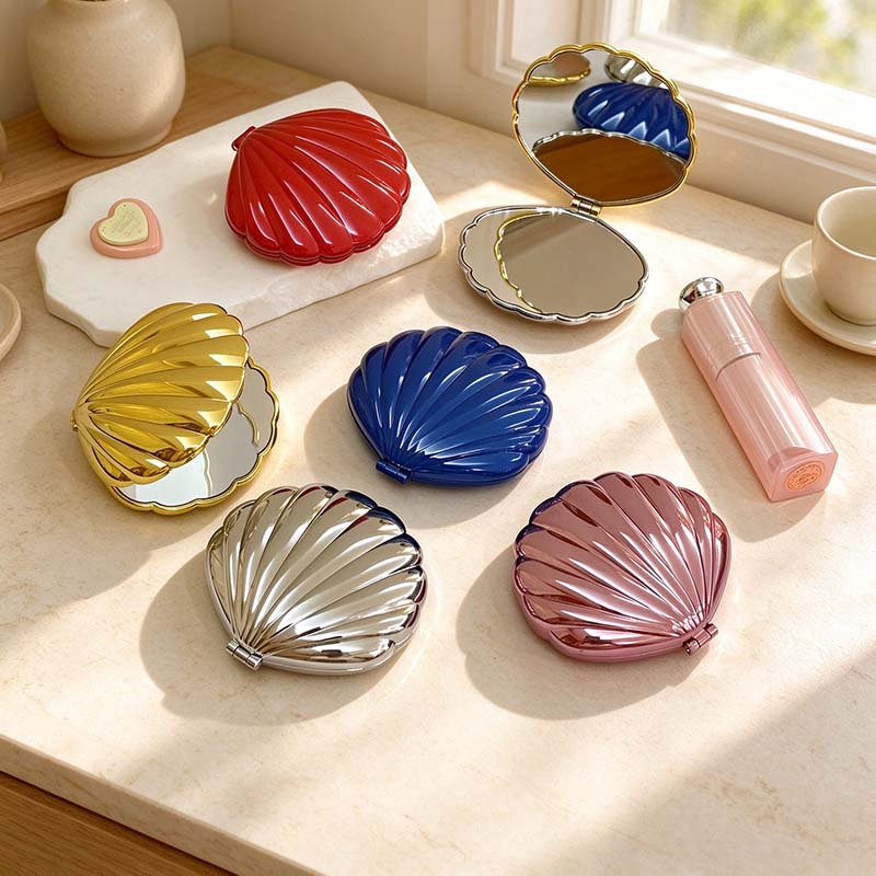 CouldNook Compact Mirror - Ribbed Seashell Shape
