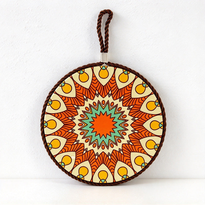CouldNook Patterned Ceramic Coaster - Round Motifs and Cord-Edged Trivets