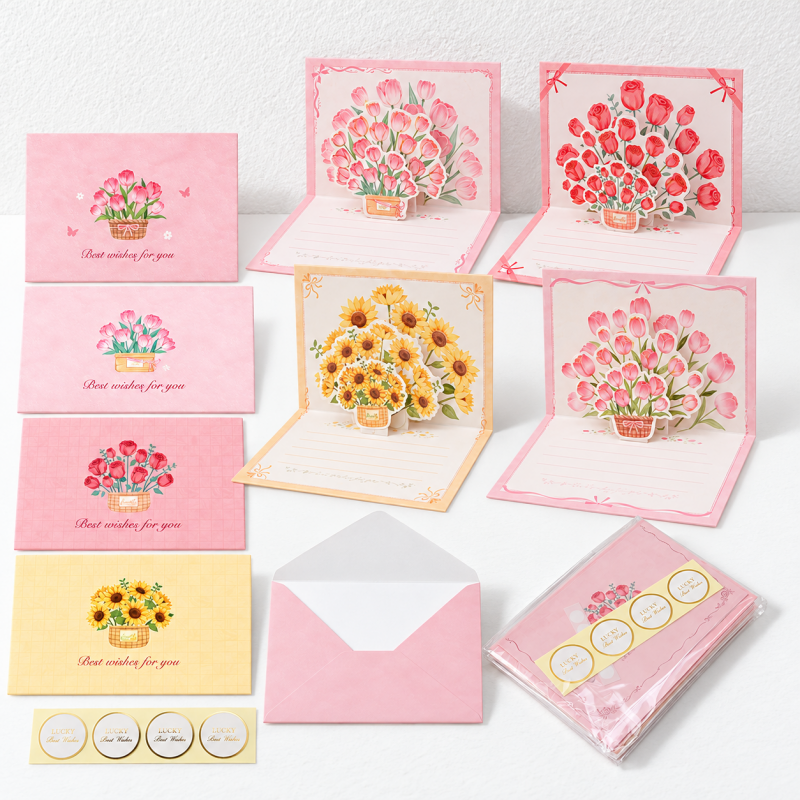 CouldNook Bouquet Greeting Card - Raised Floral Illustrations and Lined Message Panel