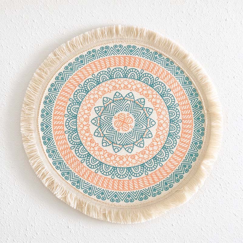 CouldNook Mandala Fringed Table Mat - Round Print