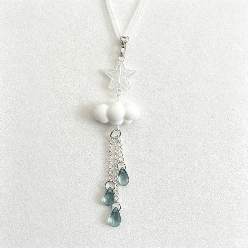 CouldNook Cloud Star Rain Beaded Phone Charm - Loop Cord Attachment