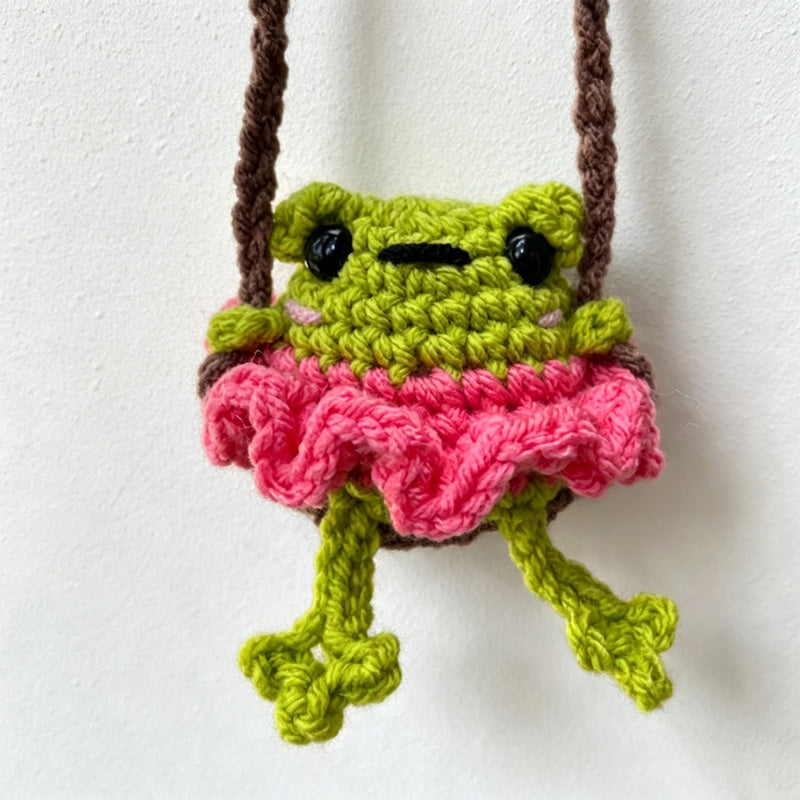 CouldNook Yarn Frog Flower Car Ornament - Six Swing Designs