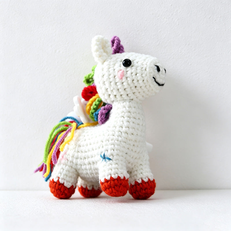 CouldNook Yarn Rainbow Horse Ornament - Colorful Mane Details