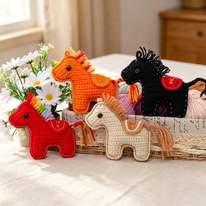 CouldNook Yarn Horse Hanging Ornament - Four Festive Colors