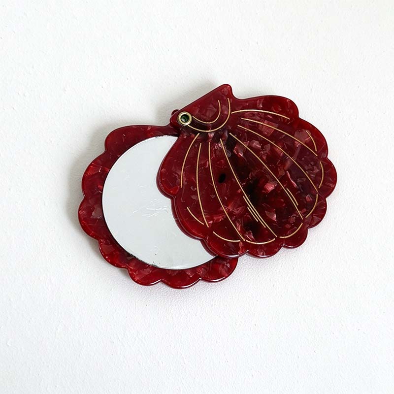 CouldNook Shell Swivel Pocket Mirror - Gold Rib Lines