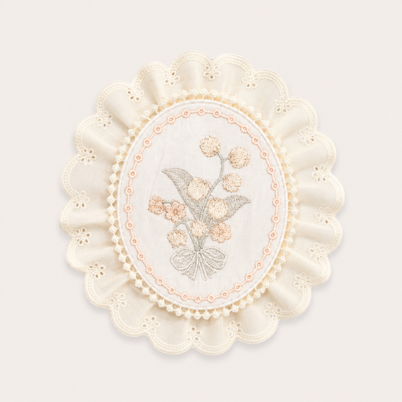 CouldNook Lily of the Valley Embroidered Lace Doily- Soft Dining Accent