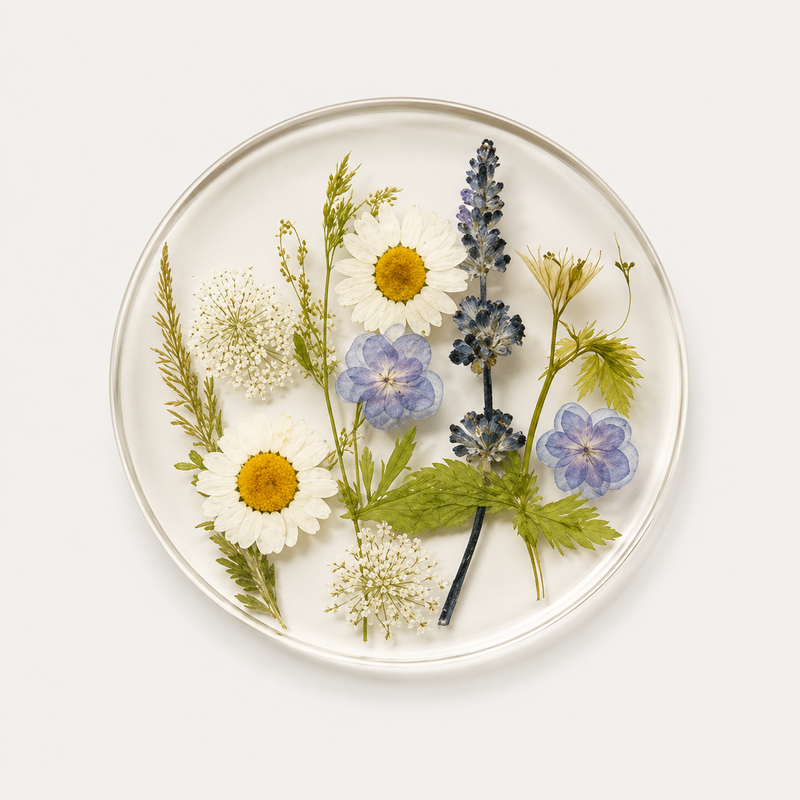 CouldNook Transparent Acrylic Flower Coaster - Tabletop Home Accent