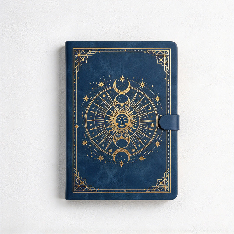 CouldNook Celestial Notebook - Sun and Moon Foil Pattern and Lined Pages
