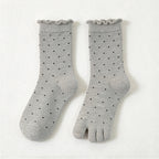CouldNook Dotted Split-Toe Socks - Tiny Spots And Wavy Cuff Edge