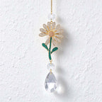 CouldNook Flower Teardrop Suncatcher - Jeweled Bloom And Linked Faceted Drop