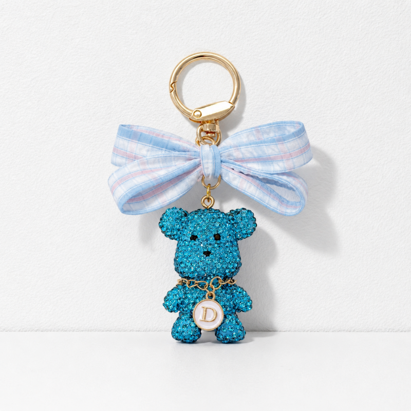 CouldNook Rhinestone Bear Keychain - Ribbon Bow Bag Charm