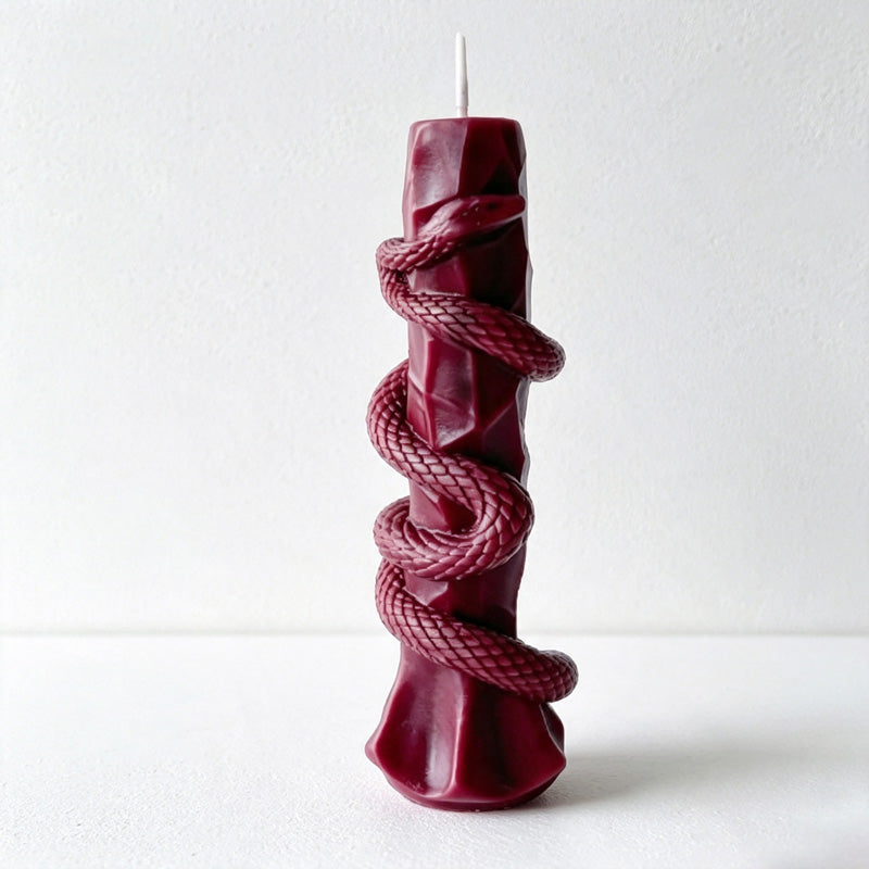 CouldNook Serpent‑Sculpted Scented Pillar Candle‑Vintage Halloween Decor