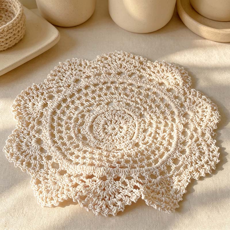 CouldNook Crocheted Lace Table Mat - Round Oval Size Options