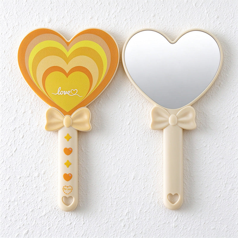 Heart Hand Mirror with Bow and Layered Heart Print