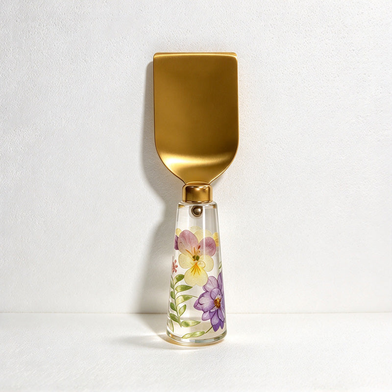 CouldNook Floral Cheese Serving Utensils - Clear Resin Handles and Shaped Heads